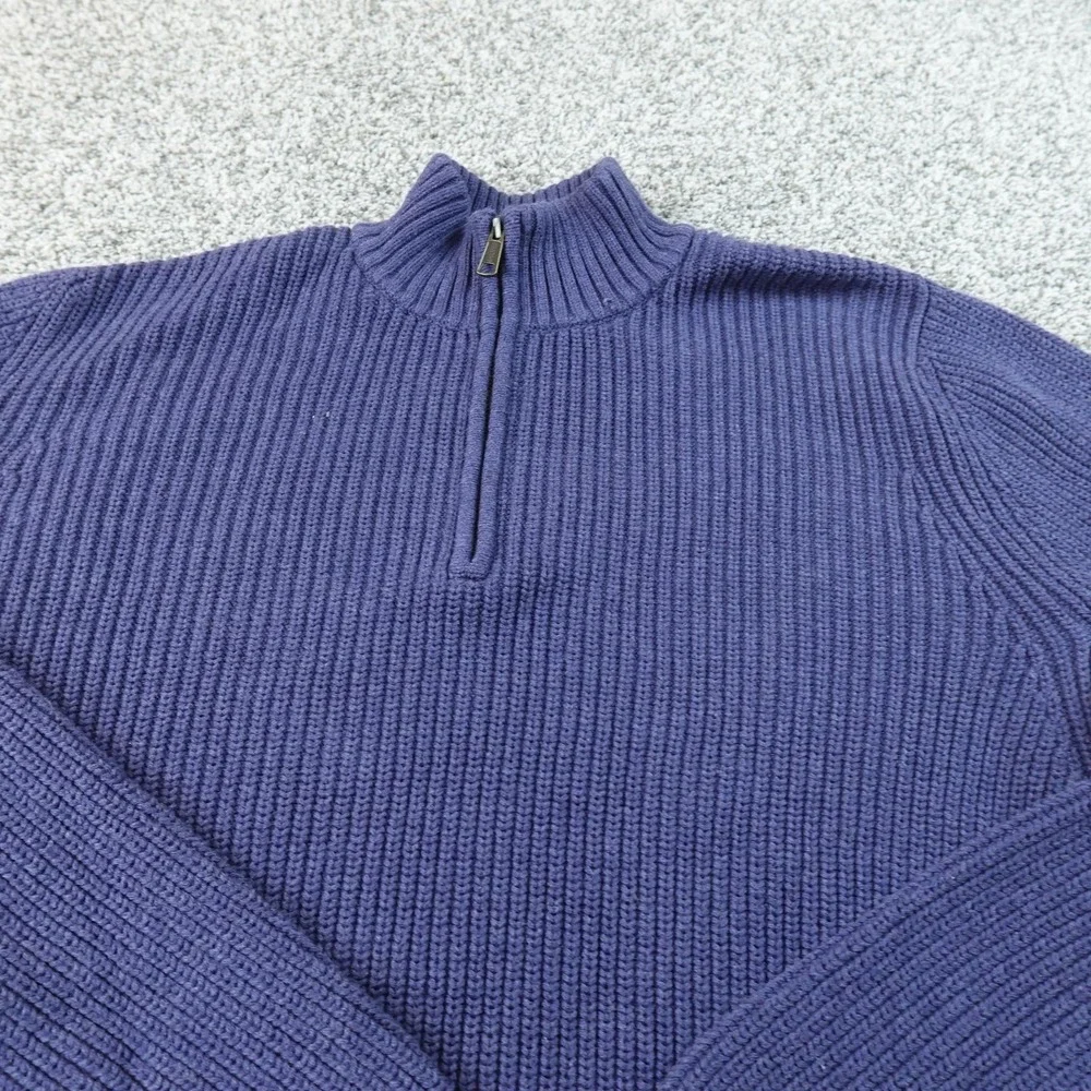 Duluth Sweater Mens LT Blue Burly Retirement 1/4 Zip Mock Neck Knit Pullover Top
